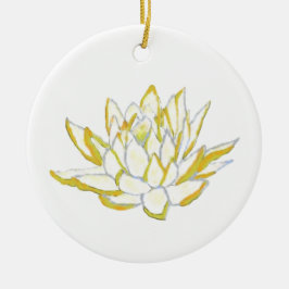 Gult lotus-blommans hängvävare julgransprydnad keramik