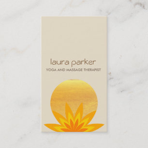 Gult Lotus Flower Logotyp Yoga Healing Health Visitkort