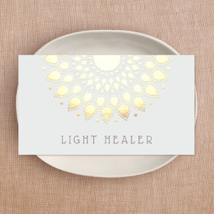 Gult Lotus Flower Mandala Energy Healer, Yoga Visitkort