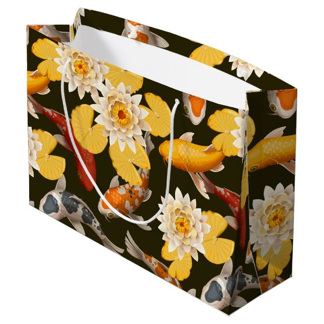 Gult Lotus Flowers och Koi Fish (Baksidan Vinklad)