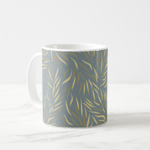 Gult Löv Grått Mönster Kaffemugg