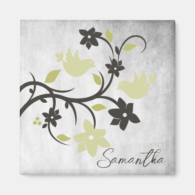 Gult Lovebird Personlig Magnet (Framsidan)