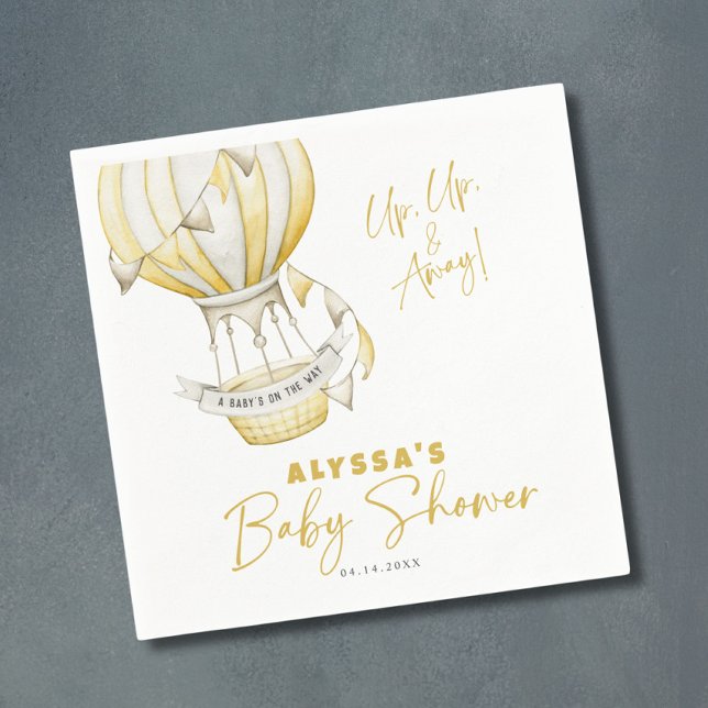 Gult Luftballong Baby Shower Pappersservett (Skapare uppladdad)