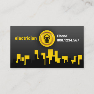 Gult Luminous City Skyline Electrician Bulb Måne Visitkort