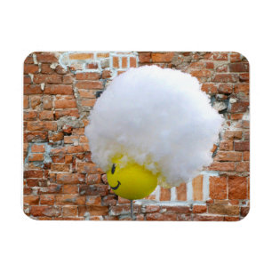 Gult Lycklig Ansikte Antenna Topper, Fluffy Snö Ha Magnet