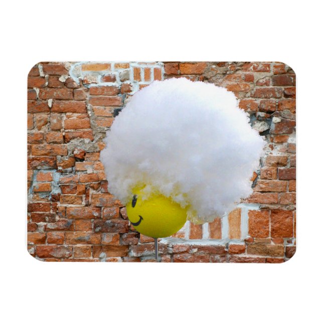 Gult Lycklig Ansikte Antenna Topper, Fluffy Snö Ha Magnet (Horisontell)