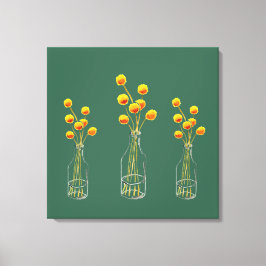 Gult lycklig Billy Button blommor australisk konst Canvastryck