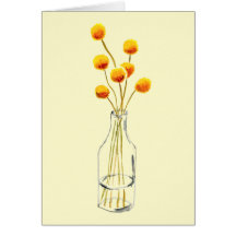 Gult lycklig Billy Button blommor australisk konst