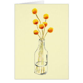 Gult lycklig Billy Button blommor australisk konst Hälsningskort