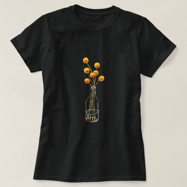 Gult lycklig Billy Button blommor australisk konst T Shirt (Design framsida)