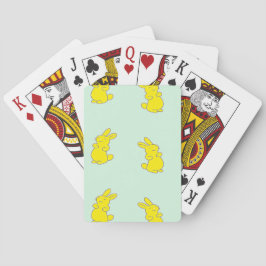 Gult lycklig bunnier på teal casinokort