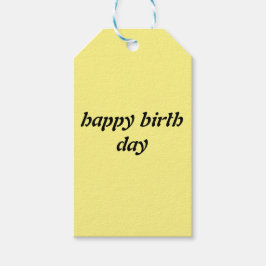gult lycklig födelsedagspresent presentetikett