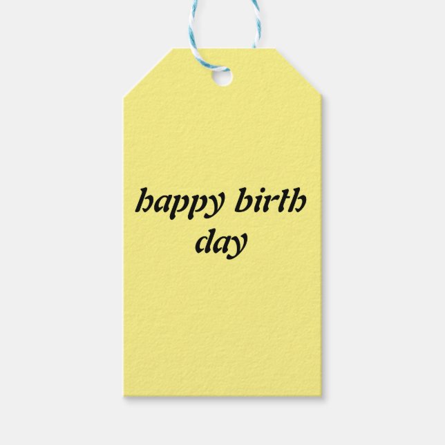 gult lycklig födelsedagspresent presentetikett (Framsidan)