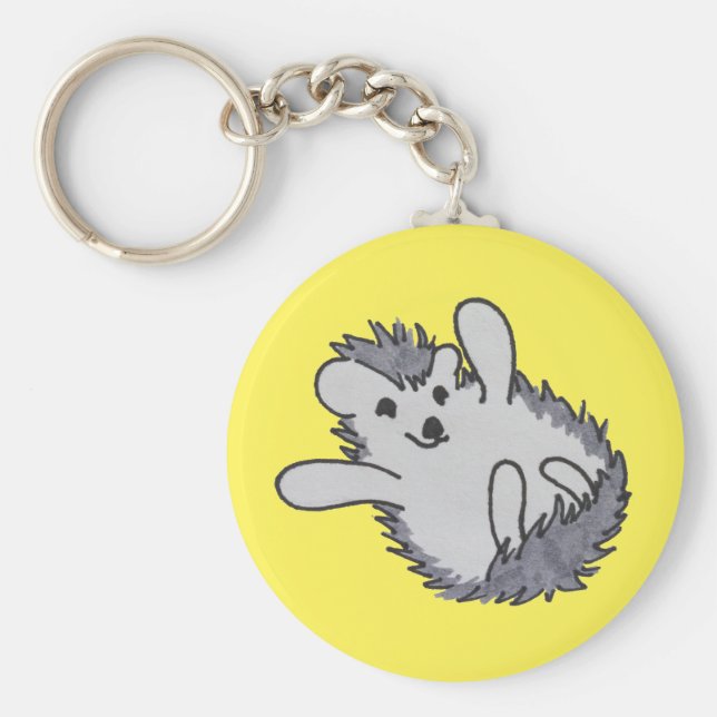 Gult Lycklig Hedgehog Nyckelring (Framsidan)