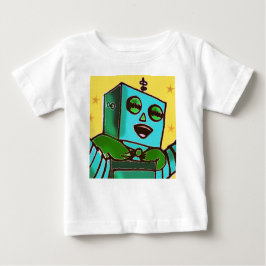 Gult Lycklig Robot Infant T-Shirt