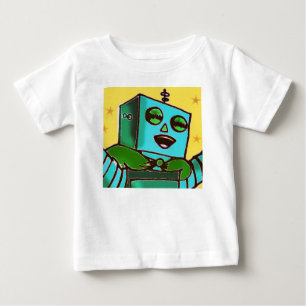 Gult Lycklig Robot Infant T-Shirt