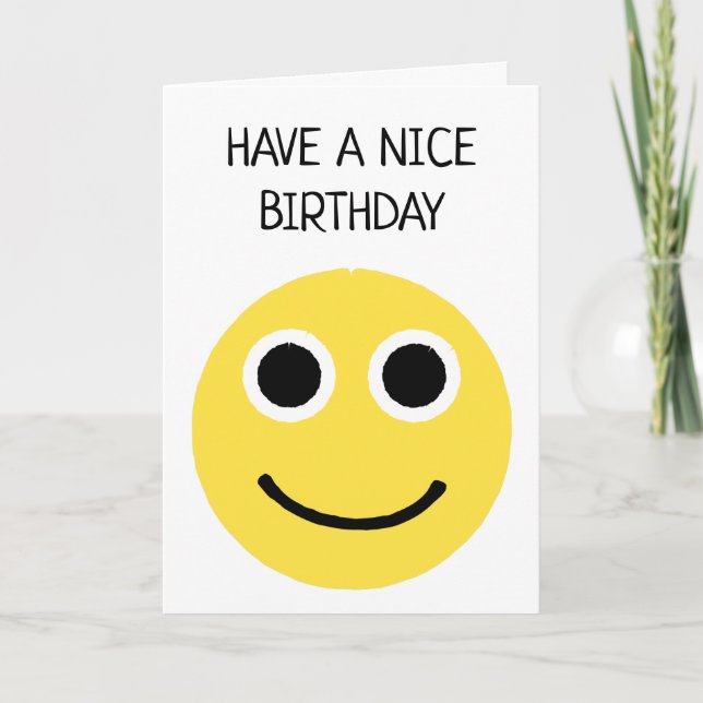 Gult Lycklig Smiling Ansikte Emoji Emoticon Birthd Kort (Framsida)