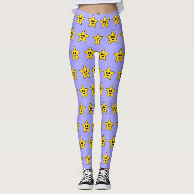 Gult Lycklig Star Leggings (Framsida)