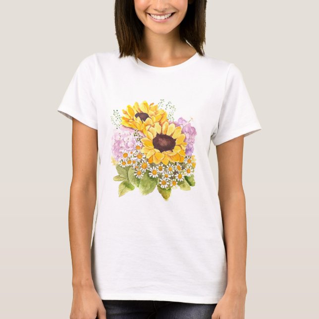 gult: magenta hydrangea bouquet t shirt (Framsida)