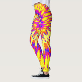 Gult, Magenta och Orange Spiral Tie Dye Leggings