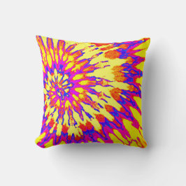 Gult, Magenta och Orange Spiral Tie Dye Pillow Kudde