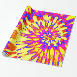 Gult, Magenta och Orange Spiral Tie Dye Presentpapper