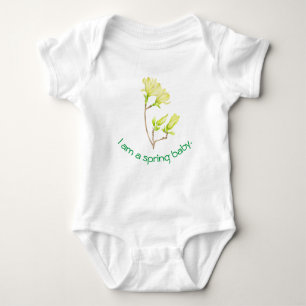 Gult Magnolias på en Baby-kostym T Shirt