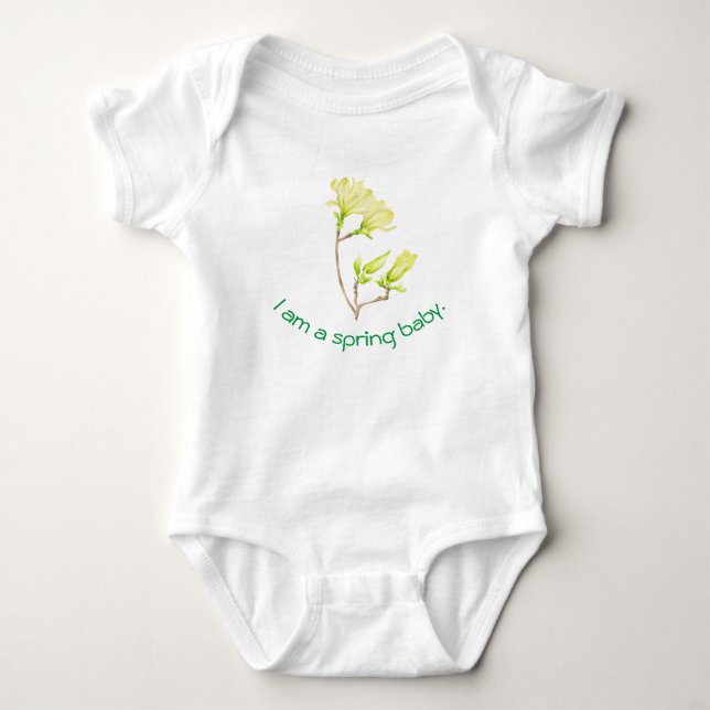Gult Magnolias på en Baby-kostym T Shirt (Framsida)