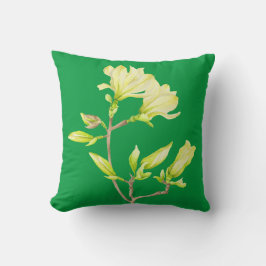 Gult Magnolias på en kvadratisk fyllning Kudde