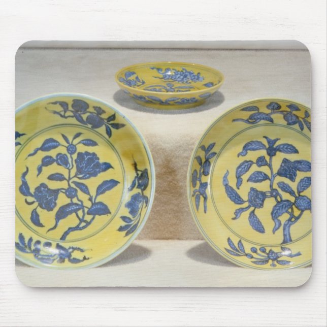 Gult mald disk som målas i underglaze musmatta (Framsidan)