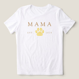 Gult Mamma Gingham Paw Skriv ut födelsedag T Shirt