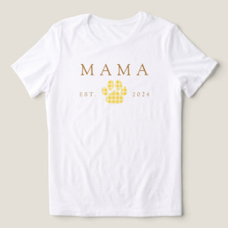 Gult Mamma Gingham Paw Skriv ut födelsedag T Shirt