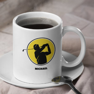 Gult Manar Golf Silhouette Kaffemugg