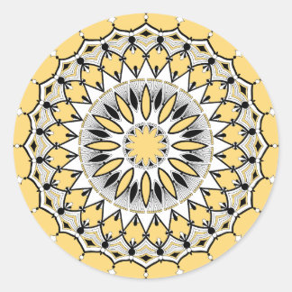 Gult Mandala (design 1) - Stickers Runt Klistermärke