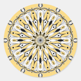 Gult Mandala (design 2)-fästen Runt Klistermärke