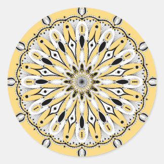 Gult Mandala (design 2)-fästen Runt Klistermärke