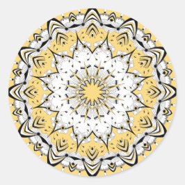 Gult Mandala (design 3) - Stickers Runt Klistermärke