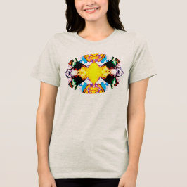 Gult Mandala Design med Grönt för blå svart Orange T Shirt