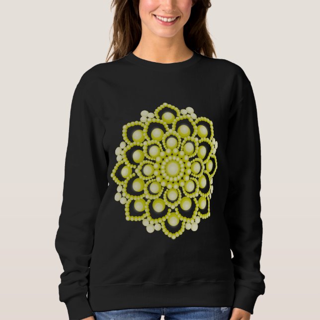 Gult Mandala Flower T Shirt (Framsida)