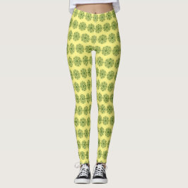 Gult Mandala Mönster Leggings