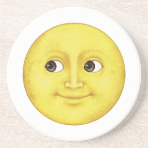 Gult Måne - Emoji Underlägg Sandsten