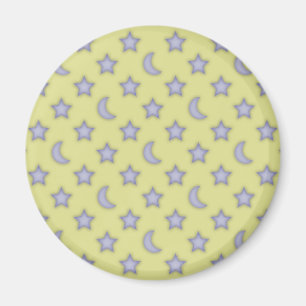 Gult måne och stjärnor mönster magnet