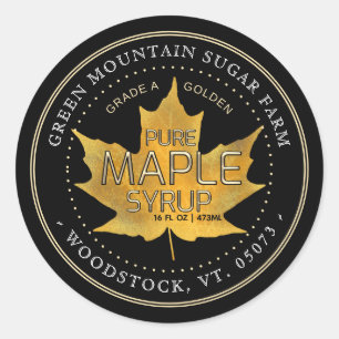 Gult Maple Löv Editable Maple Syrup-etikett Runt Klistermärke