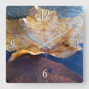 Gult Maple-Löv hösttyp, fryst Fyrkantig Klocka