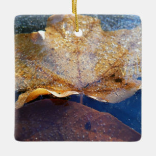 Gult Maple-Löv hösttyp, fryst Julgransprydnad Keramik