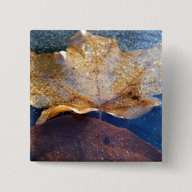 Gult Maple-Löv hösttyp, fryst Knapp (Framsida)