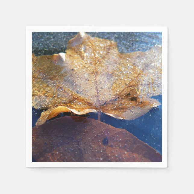 Gult Maple-Löv hösttyp, fryst Pappersservett (Framsidan)
