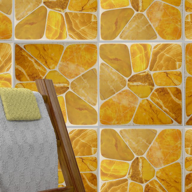 Gult Marble Mosaic Flower abstrakt art Kakelplatta (Skapare uppladdad)