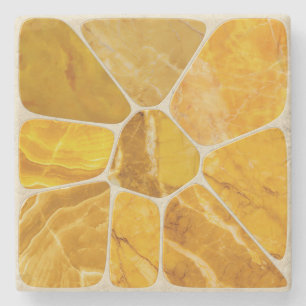Gult Marble Mosaic Flower abstrakt art Stenunderlägg