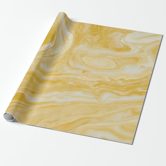 Gult Marble Presentpapper (Utrullad)